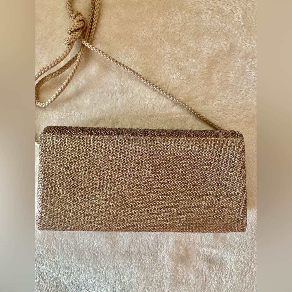 Small Gold Shimmer Clutch w/Strap - Picture 2 of 3